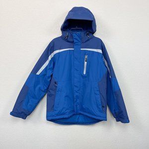 LL Bean Blue Nylon Ski Snowboard Winter Full Zip Jacket Coat Mens size Medium